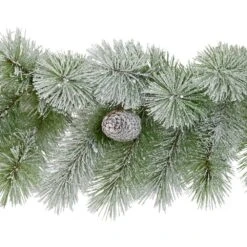 9 Ft. X 10 In. Pre-Lit Flocked Artificial Christmas Garland With Warm White LED Lights -Christmas Decor Shop puleo international christmas garland 5924 g9 10lw04 bo c3 1000