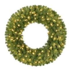 36 In. Pre-Lit Utah Spruce Artificial Christmas Wreath With 100 Warm White LED Lights
