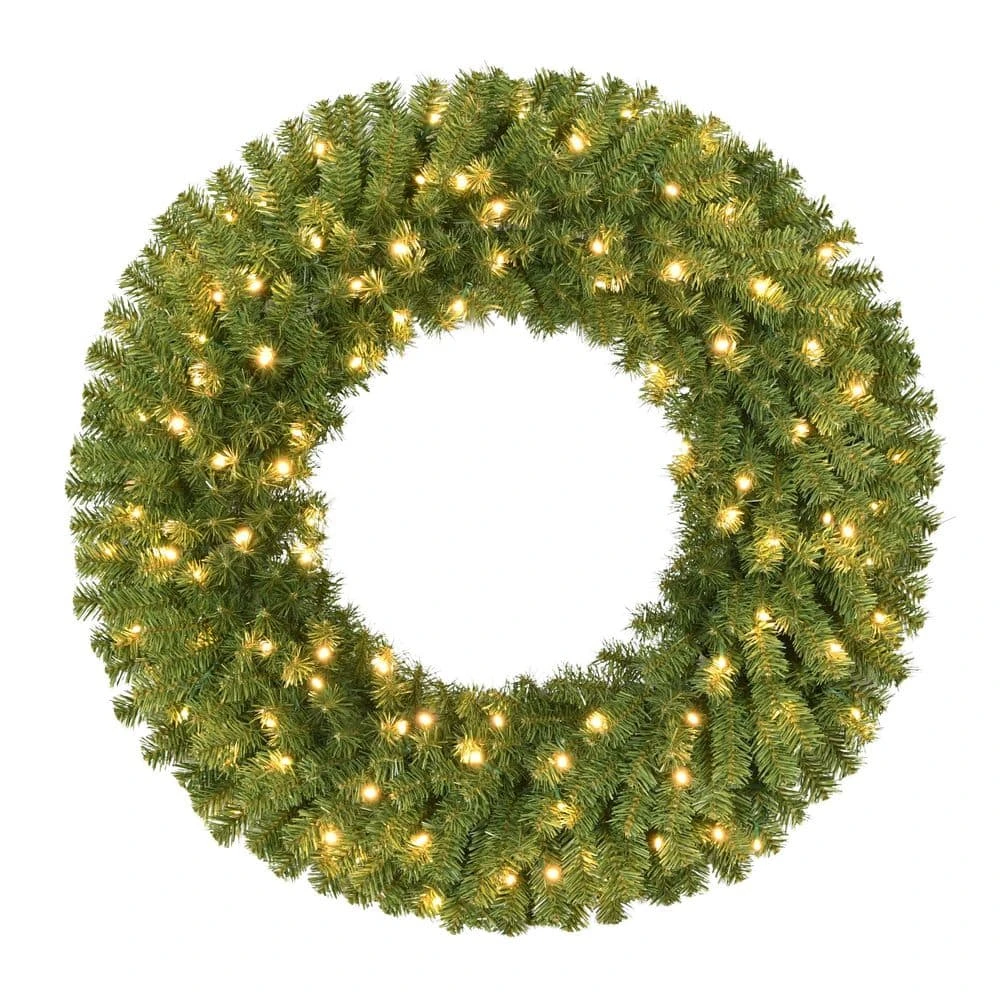 36 In. Pre-Lit Utah Spruce Artificial Christmas Wreath With 100 Warm White LED Lights 3 36 In. Pre-Lit Utah Spruce Artificial Christmas Wreath With 100 Warm White LED Lights
