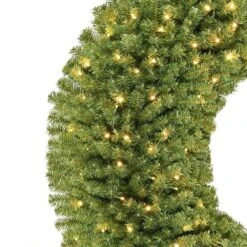 60 In. Pre-Lit Artificial Utah Spruce Artificial Christmas Wreath With 210 Warm White LED Lights -Christmas Decor Shop puleo international christmas garland 5990 w60lw5k210 fa 1000