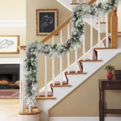 9 Ft. Green Unlit Flocked Berkshire Spruce Artificial Christmas Garland With Pine Cones 9 9 Ft. Green Unlit Flocked Berkshire Spruce Artificial Christmas Garland With Pine Cones -Christmas Decor Shop puleo international christmas garland bksf 9 10 31 1000