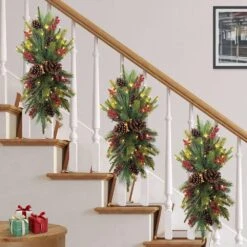 28 In. Pre-Lit Adorned Battery-Operated Artificial Christmas Swag -Christmas Decor Shop puleo international christmas swag 51021 st28lw07 bo 31 1000