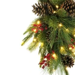 28 In. Pre-Lit Adorned Battery-Operated Artificial Christmas Swag -Christmas Decor Shop puleo international christmas swag 51021 st28lw07 bo fa 1000