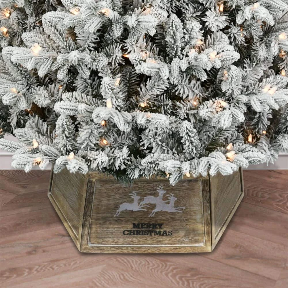 31.5 In. Wood Christmas Tree Collar For 6 Ft. To 9 Ft. Artificial Trees 4 31.5 In. Wood Christmas Tree Collar For 6 Ft. To 9 Ft. Artificial Trees - Image 2