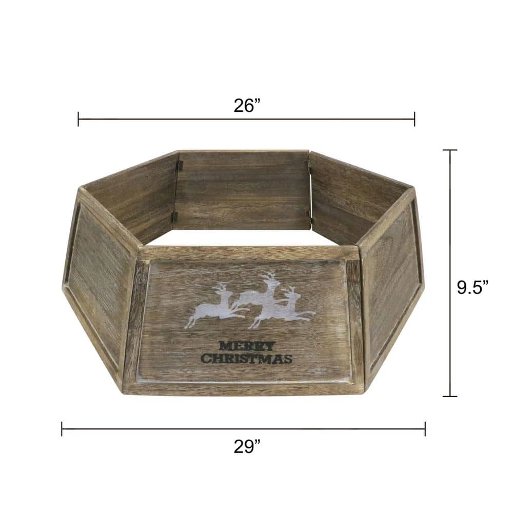 31.5 In. Wood Christmas Tree Collar For 6 Ft. To 9 Ft. Artificial Trees 5 31.5 In. Wood Christmas Tree Collar For 6 Ft. To 9 Ft. Artificial Trees - Image 3