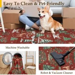 Christmas 4 Ft. X 6 Ft. Red/Green Elk Snowman Christmas Tree Area Rug -Christmas Decor Shop red green haiimeid christmas doormats x25iu0104h 146 1f 1000