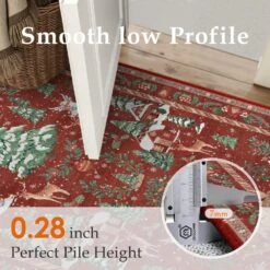 Christmas 4 Ft. X 6 Ft. Red/Green Elk Snowman Christmas Tree Area Rug -Christmas Decor Shop red green haiimeid christmas doormats x25iu0104h 146 c3 1000