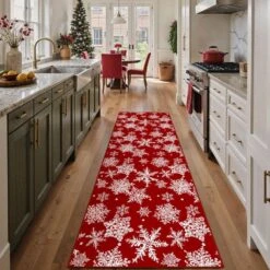 Christmas 2 Ft. X 8 Ft. Red Snowflakes Area Rug 10 Christmas 2 Ft. X 8 Ft. Red Snowflakes Area Rug -Christmas Decor Shop red haiimeid christmas doormats x24iu0046h 128 40 1000