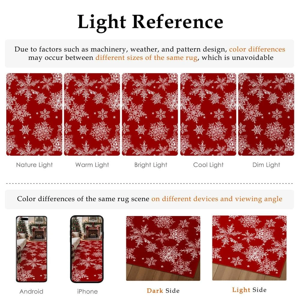 Christmas 2 Ft. X 8 Ft. Red Snowflakes Area Rug 7 Christmas 2 Ft. X 8 Ft. Red Snowflakes Area Rug - Image 5