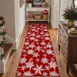 Christmas 2 Ft. X 8 Ft. Red Snowflakes Area Rug 9 Christmas 2 Ft. X 8 Ft. Red Snowflakes Area Rug -Christmas Decor Shop red haiimeid christmas doormats x24iu0046h 128 e1 1000