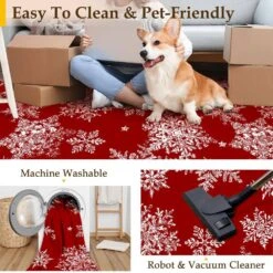 Christmas 6 Ft. X 9 Ft. Red Snowflakes Area Rug -Christmas Decor Shop red haiimeid christmas doormats x24iu0046h 169 1f 1000