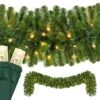 9 Ft. Pre-Lit LED Artificial Sequoia Fir Commercial Christmas Garland With 100 Warm White Lights -Christmas Decor Shop red sleigh christmas garland 21135 64 1000