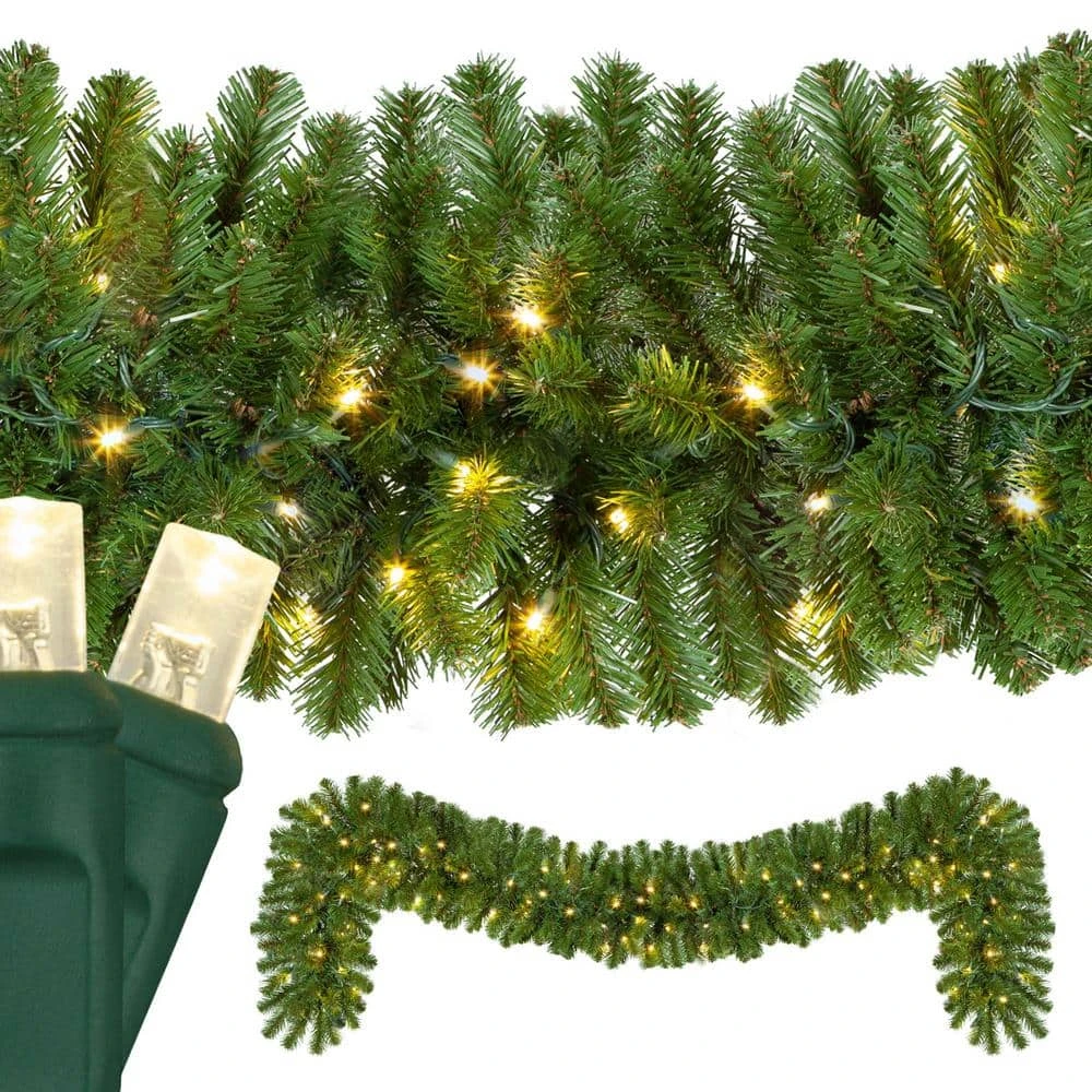 9 Ft. Pre-Lit LED Artificial Sequoia Fir Commercial Christmas Garland With 100 Warm White Lights 3 9 Ft. Pre-Lit LED Artificial Sequoia Fir Commercial Christmas Garland With 100 Warm White Lights