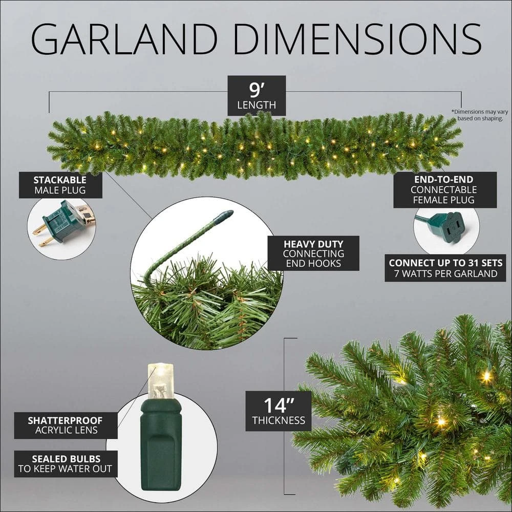 9 Ft. Pre-Lit LED Artificial Sequoia Fir Commercial Christmas Garland With 100 Warm White Lights 9 9 Ft. Pre-Lit LED Artificial Sequoia Fir Commercial Christmas Garland With 100 Warm White Lights - Image 7