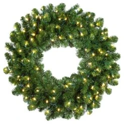 Oregon Fir 36 In. Pre-Lit Artificial Commercial Wreath With 100 Warm White LED Lights