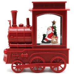 6.5 In. Red Train Glitter Globe