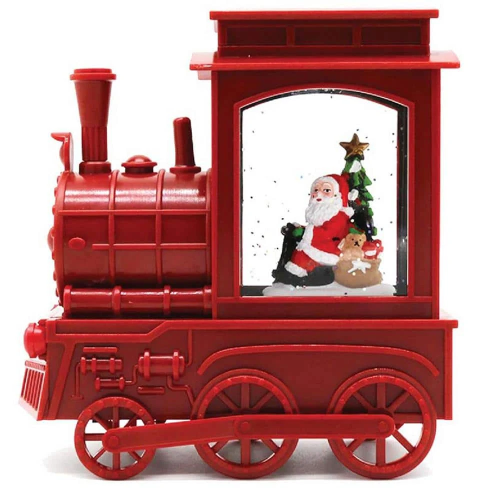 6.5 In. Red Train Glitter Globe 3 6.5 In. Red Train Glitter Globe