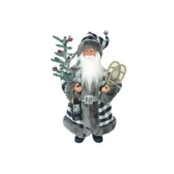 15 In. Black And White Plaid Santa