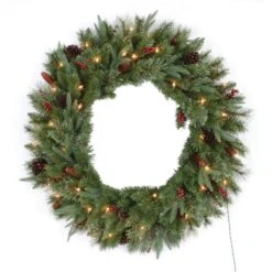 36 In. Highland Artificial Christmas Wreath With UL Lights