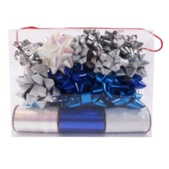 36-Piece Silver And Red Ribbon And Bow Wrapping Set 7 36-Piece Silver And Red Ribbon And Bow Wrapping Set -Christmas Decor Shop santaland christmas tree ribbon 81122sr 4f 1000