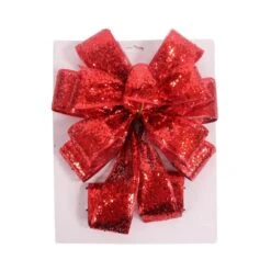 11 In. X 31 In. Christmas Tree Topper Burlap Bow - Red