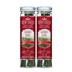 Scented Ornaments, 6ct Bottle, Christmas Berry, Fragrance-Infused Paper Sticks, 2 Pack