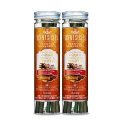 Scented Ornaments, 6ct Bottle, Spiced Pine Cones, Fragrance-Infused Paper Sticks, 2 Pack