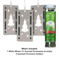 Trio Ornament Set Of 3, Bottle 6pc Stick, White Winter Fir -Christmas Decor Shop scentsicles christmas ornament sets sc106 wf0167 2 1f 1000