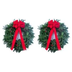 22 In. Live Fraser Fir Decorated Fresh Christmas Single Wreath With Bow (2-Pack) -Christmas Decor Shop sexton christmas consign christmas wreaths ff wr22 2pack 76 1000