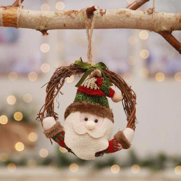 Christmas Wreath Rattan Doll Reindeer Christmas Tree Pendent Ornament Christmas Wreath Garland For Front Door Wall 5 Christmas Wreath Rattan Doll Reindeer Christmas Tree Pendent Ornament Christmas Wreath Garland For Front Door Wall - Image 3