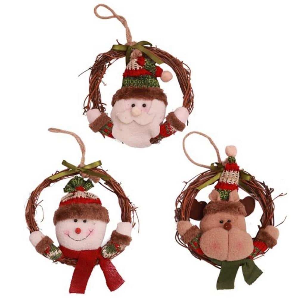 Christmas Wreath Rattan Doll Reindeer Christmas Tree Pendent Ornament Christmas Wreath Garland For Front Door Wall 3 Christmas Wreath Rattan Doll Reindeer Christmas Tree Pendent Ornament Christmas Wreath Garland For Front Door Wall