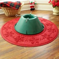 Waterhog Snowflake 35 In. Round PET Polyester Indoor Outdoor Tree Skirt Mat Solid Red 12 Waterhog Snowflake 35 In. Round PET Polyester Indoor Outdoor Tree Skirt Mat Solid Red -Christmas Decor Shop solid red bungalow flooring christmas doormats 20677653535 40 1000