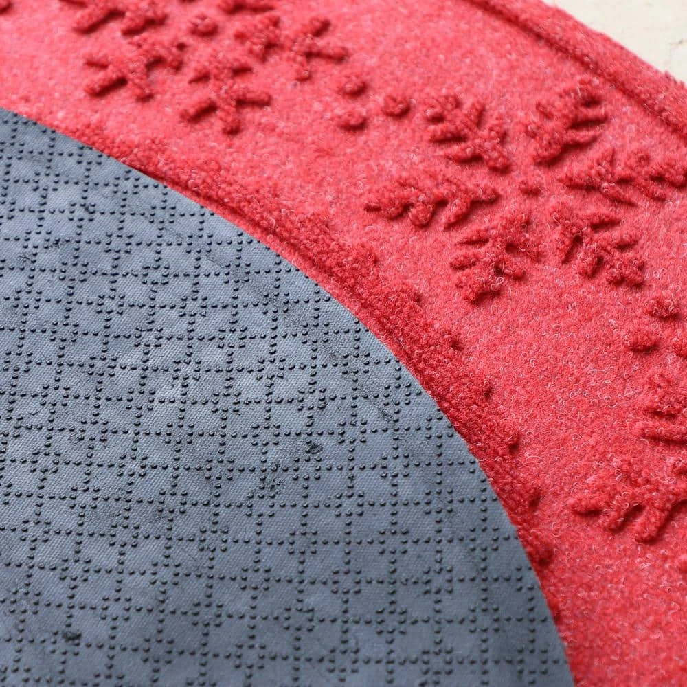 Waterhog Snowflake 35 In. Round PET Polyester Indoor Outdoor Tree Skirt Mat Solid Red 7 Waterhog Snowflake 35 In. Round PET Polyester Indoor Outdoor Tree Skirt Mat Solid Red - Image 5
