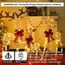 Outdoor Christmas Decoration 3-Piece 3D Reindeer Family Yard Decoration With Warm White LED Lights -Christmas Decor Shop starfree christmas yard decorations hoxsod0102gld e1 1000