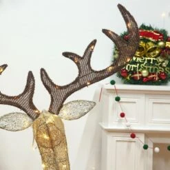 Outdoor Christmas Decoration 3-Piece 3D Reindeer Family Yard Decoration With Warm White LED Lights -Christmas Decor Shop starfree christmas yard decorations hoxsod0102gld fa 1000
