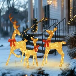 54 In. 3-Pieces Outdoor Christmas Decoration Reindeer Family Yard Decoration With Warm White LED Lights 23 54 In. 3-Pieces Outdoor Christmas Decoration Reindeer Family Yard Decoration With Warm White LED Lights -Christmas Decor Shop starfree christmas yard decorations hoxsod0103gld 44 1000