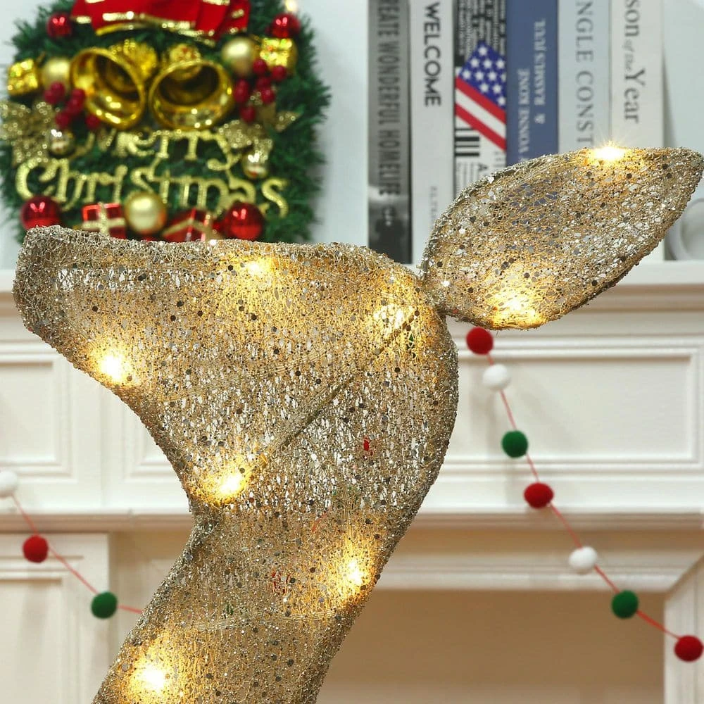 54 In. 3-Pieces Outdoor Christmas Decoration Reindeer Family Yard Decoration With Warm White LED Lights 11 54 In. 3-Pieces Outdoor Christmas Decoration Reindeer Family Yard Decoration With Warm White LED Lights - Image 9