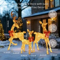 54 In. 3-Pieces Outdoor Christmas Decoration Reindeer Family Yard Decoration With Warm White LED Lights 19 54 In. 3-Pieces Outdoor Christmas Decoration Reindeer Family Yard Decoration With Warm White LED Lights -Christmas Decor Shop starfree christmas yard decorations hoxsod0103gld 77 1000