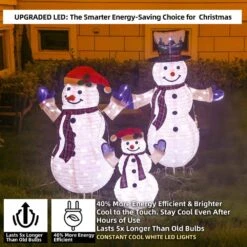 47.5 In. 3-Piece Outdoor Christmas Decoration Pop-Up Snowman Family Set With Cool White LEDs -Christmas Decor Shop starfree christmas yard decorations hoxsod0104 40 1000