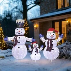 47.5 In. 3-Piece Outdoor Christmas Decoration Pop-Up Snowman Family Set With Cool White LEDs -Christmas Decor Shop starfree christmas yard decorations hoxsod0104 a0 1000