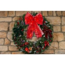 9 In. 36-Light Battery Operated LED Red Everyday Bow -Christmas Decor Shop starlite creations christmas tree ribbon eb03 r006 a1 d4 1000