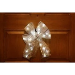9 In. 36-Light Battery Operated LED White Everyday Bow -Christmas Decor Shop starlite creations christmas tree ribbon eb04 w006 a1 c3 1000