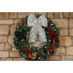 9 In. 36-Light Battery Operated LED White Everyday Bow -Christmas Decor Shop starlite creations christmas tree ribbon eb04 w006 a1 d4 1000