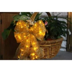 9 In. 36-Light Battery Operated LED Gold Everyday Bow 11 9 In. 36-Light Battery Operated LED Gold Everyday Bow -Christmas Decor Shop starlite creations christmas tree ribbon eb04 y006 a1 31 1000