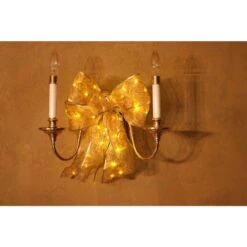 9 In. 36-Light Battery Operated LED Gold Everyday Bow 9 9 In. 36-Light Battery Operated LED Gold Everyday Bow -Christmas Decor Shop starlite creations christmas tree ribbon eb04 y006 a1 c3 1000
