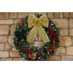 9 In. 36-Light Battery Operated LED Gold Everyday Bow 10 9 In. 36-Light Battery Operated LED Gold Everyday Bow -Christmas Decor Shop starlite creations christmas tree ribbon eb04 y006 a1 d4 1000