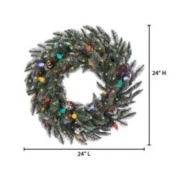 STERLING 24 In. Lightly Flocked Smoky Mountain Artificial Christmas Wreath With Pine Cones, 65 UL Multi- Color Lights -Christmas Decor Shop sterling christmas wreaths 447583mec 4f 1000