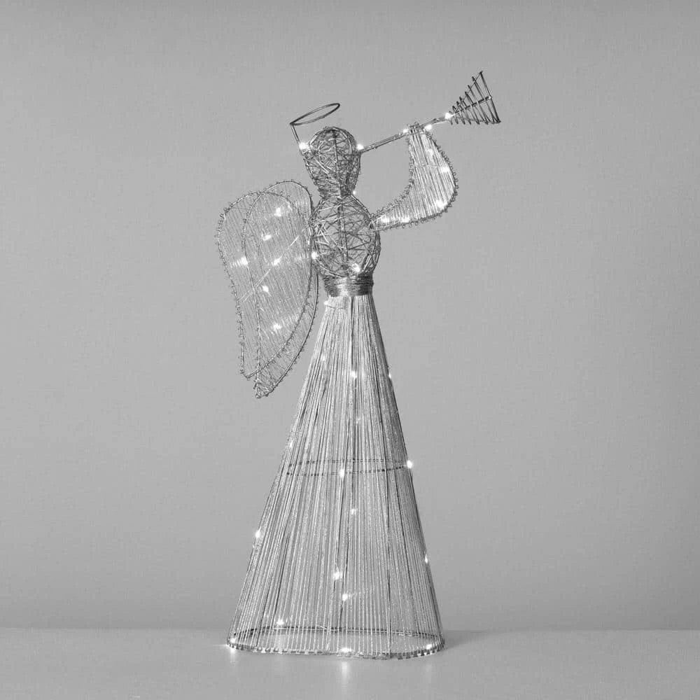 21 In. Large Lighted Silver Christmas Angel 6 21 In. Large Lighted Silver Christmas Angel - Image 4