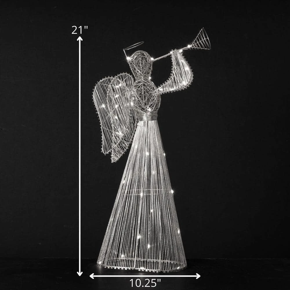 21 In. Large Lighted Silver Christmas Angel 7 21 In. Large Lighted Silver Christmas Angel - Image 5