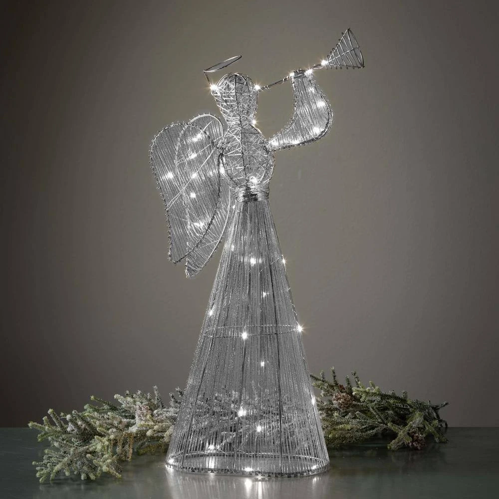 21 In. Large Lighted Silver Christmas Angel 5 21 In. Large Lighted Silver Christmas Angel - Image 3